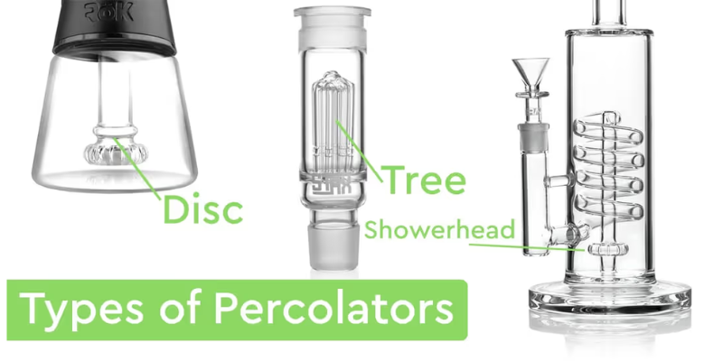 Bongs with different types of percolators