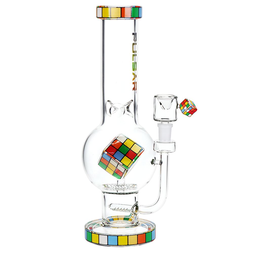Pulsar Rubik's Cube Perc Bubble Base Glass Water Pipe