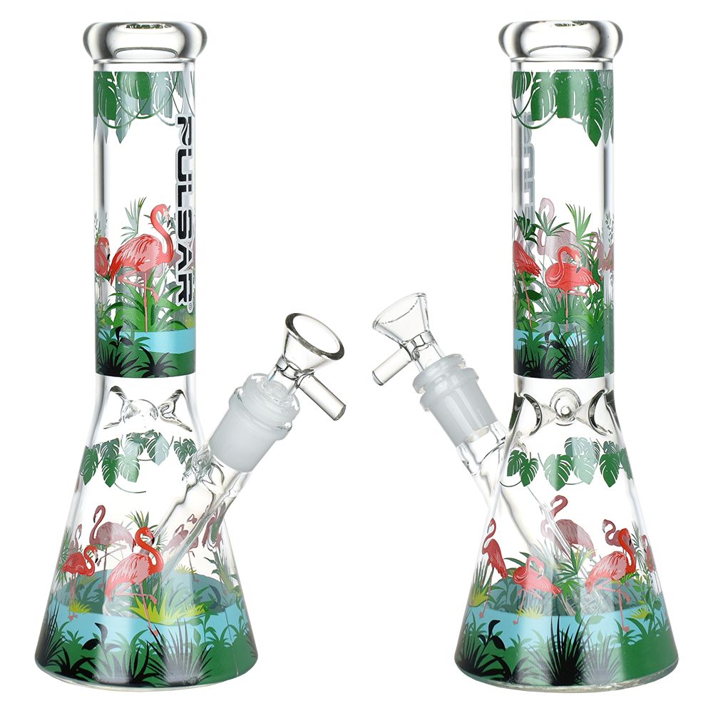 Pulsar Chillin' Flamingos Glass Beaker Water Pipe