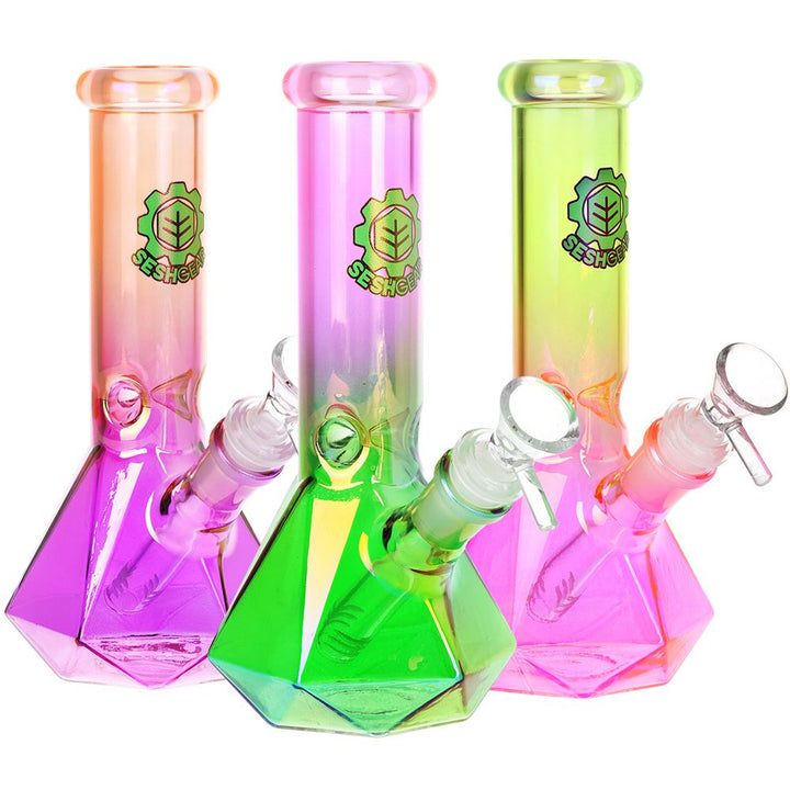Diamond Base Beaker Ombre Glass Water Pipe