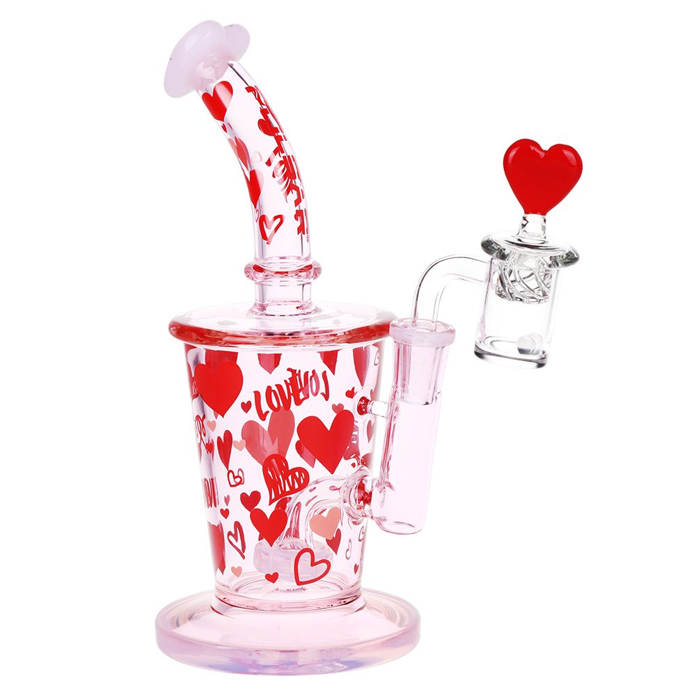 Valentine's Love Hearts Glass Dab Rig Set