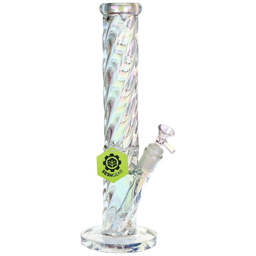 SeshGear Twist Straight Tube Glass Water Pipe