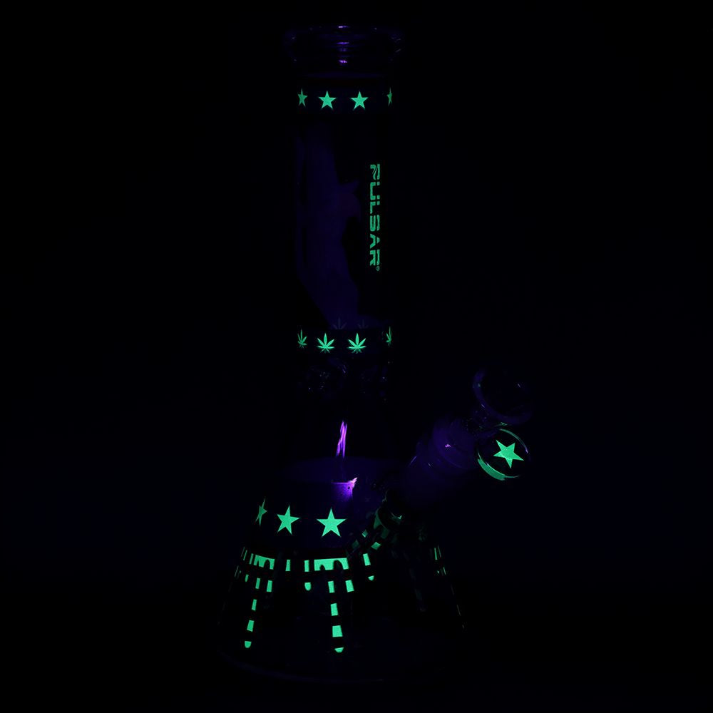Pulsar Uncle Eagle Sam Beaker Glass Water Pipe