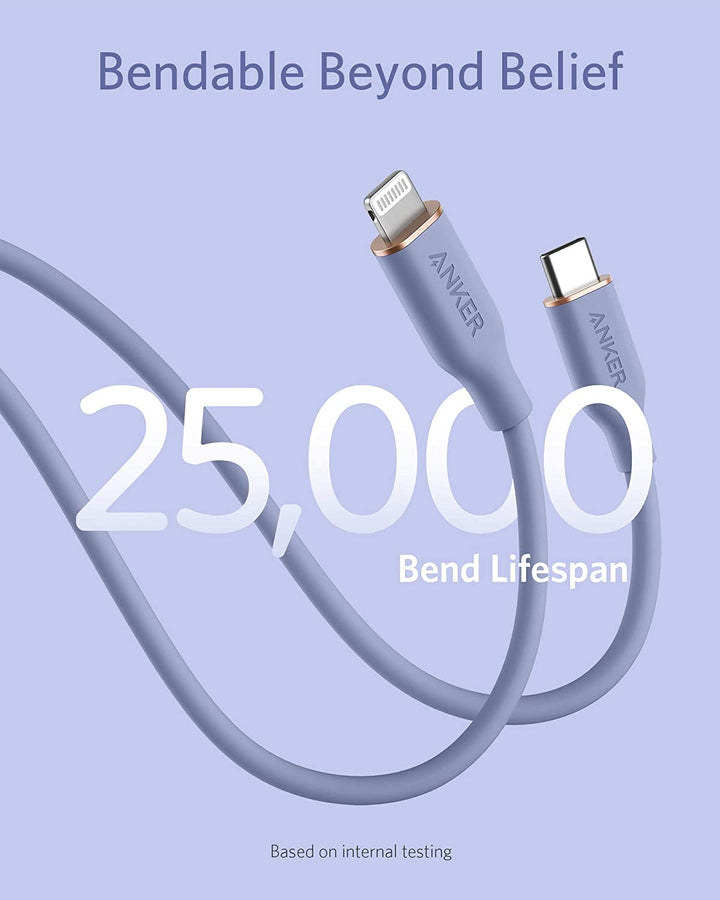 Anker <b>641</b> USB-C to Lightning Cable (Flow, 3 ft Silicone)