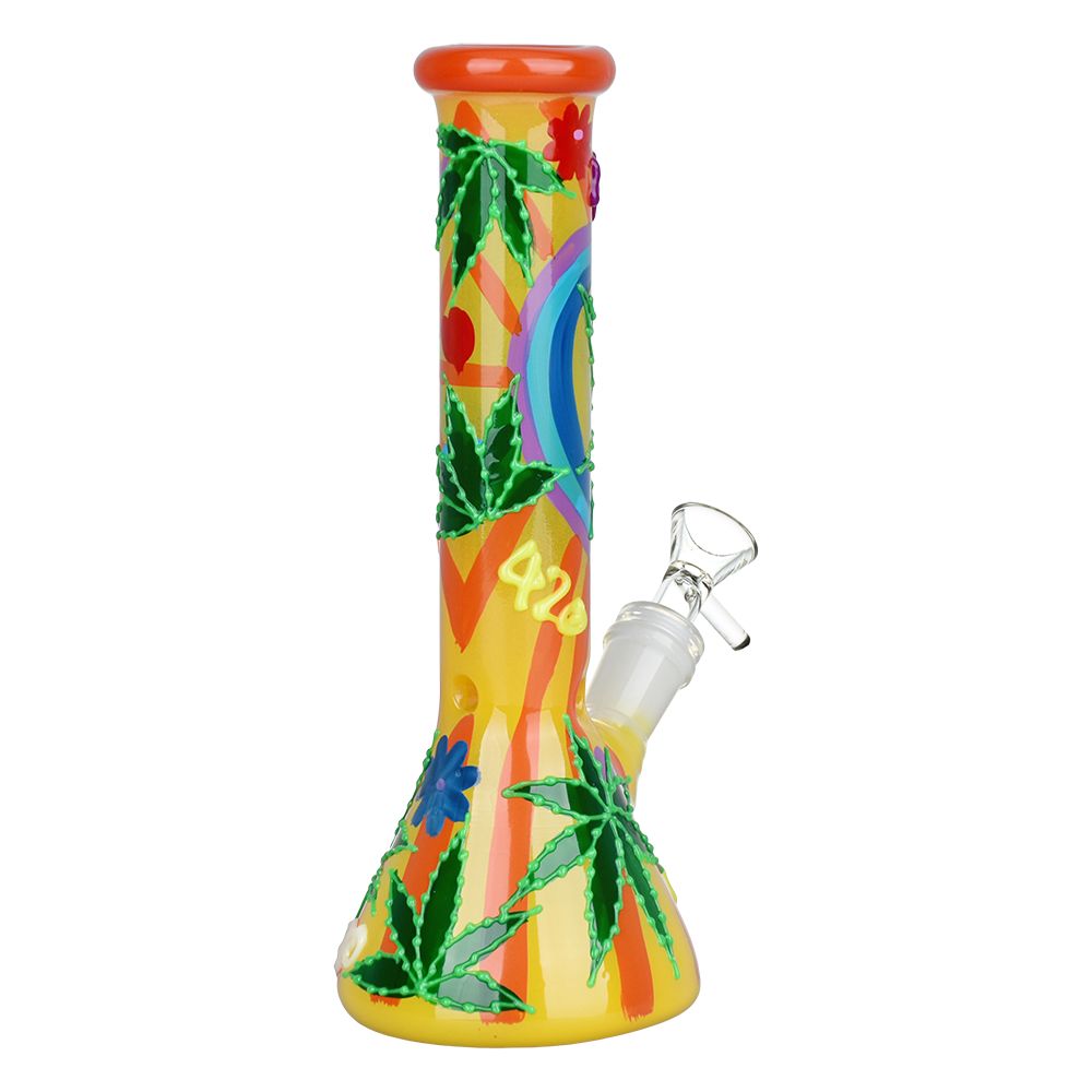 420 leafy sunburst glow 9.25 beaker bong