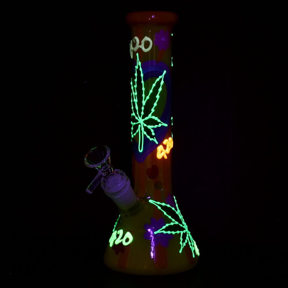 420 leafy sunburst glow 9.25 beaker bong