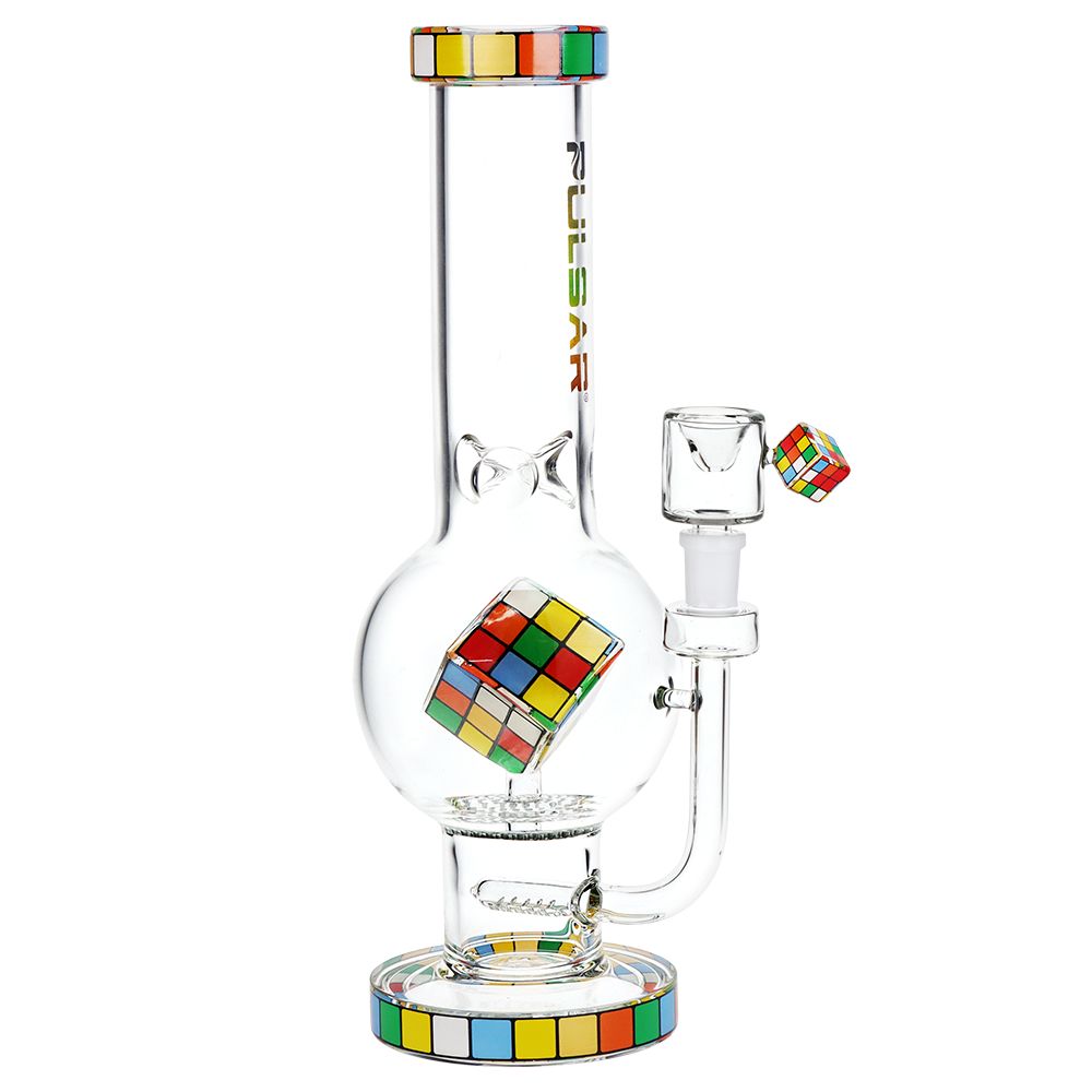 Pulsar Rubik's Cube Perc Bubble Base Glass Water Pipe