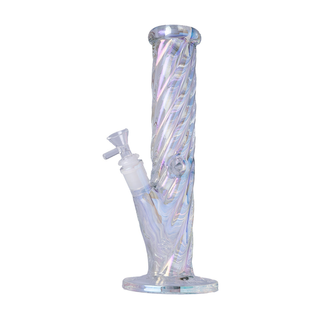 Human Grade Twisted Iridescent Tube Glass Water Pipe