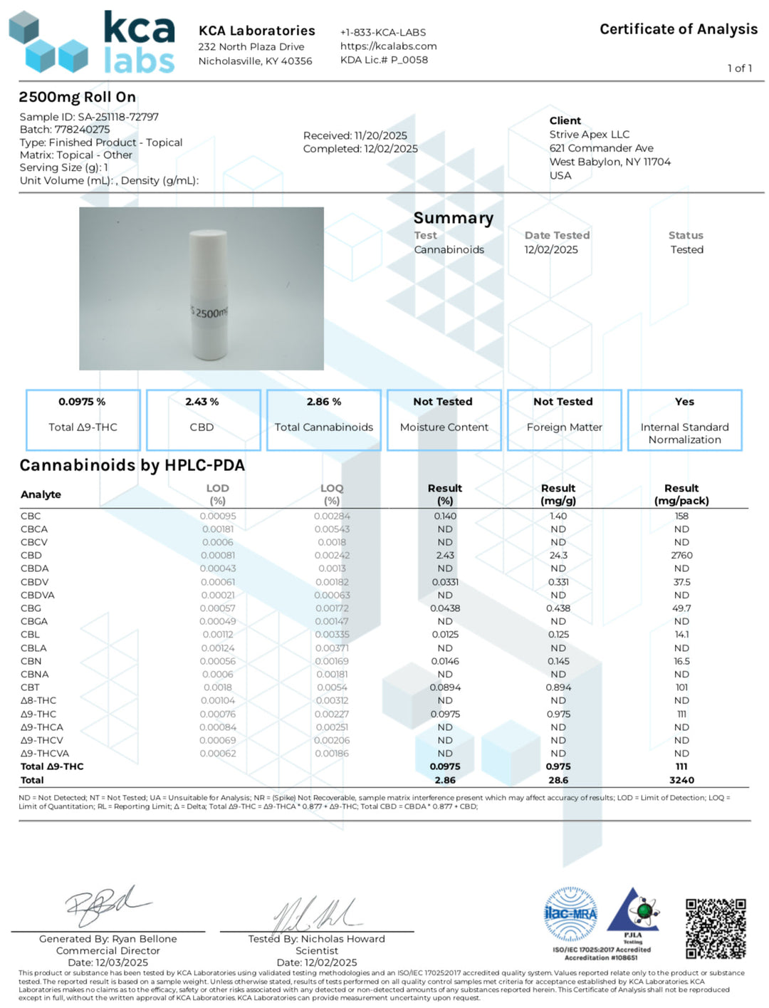 Full Spectrum CBD Roll On (2500mg)