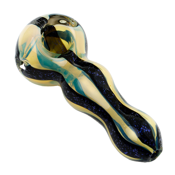 Human Grade Carnivale Hand Pipe (Silver Fumed + Blue Dichro)