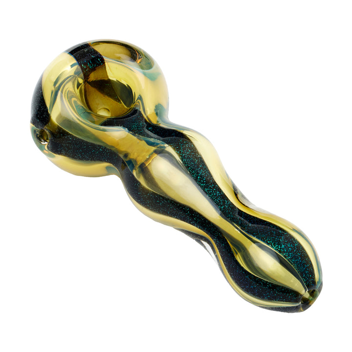 Human Grade Carnivale Hand Pipe (Silver Fumed + Green Dichro)