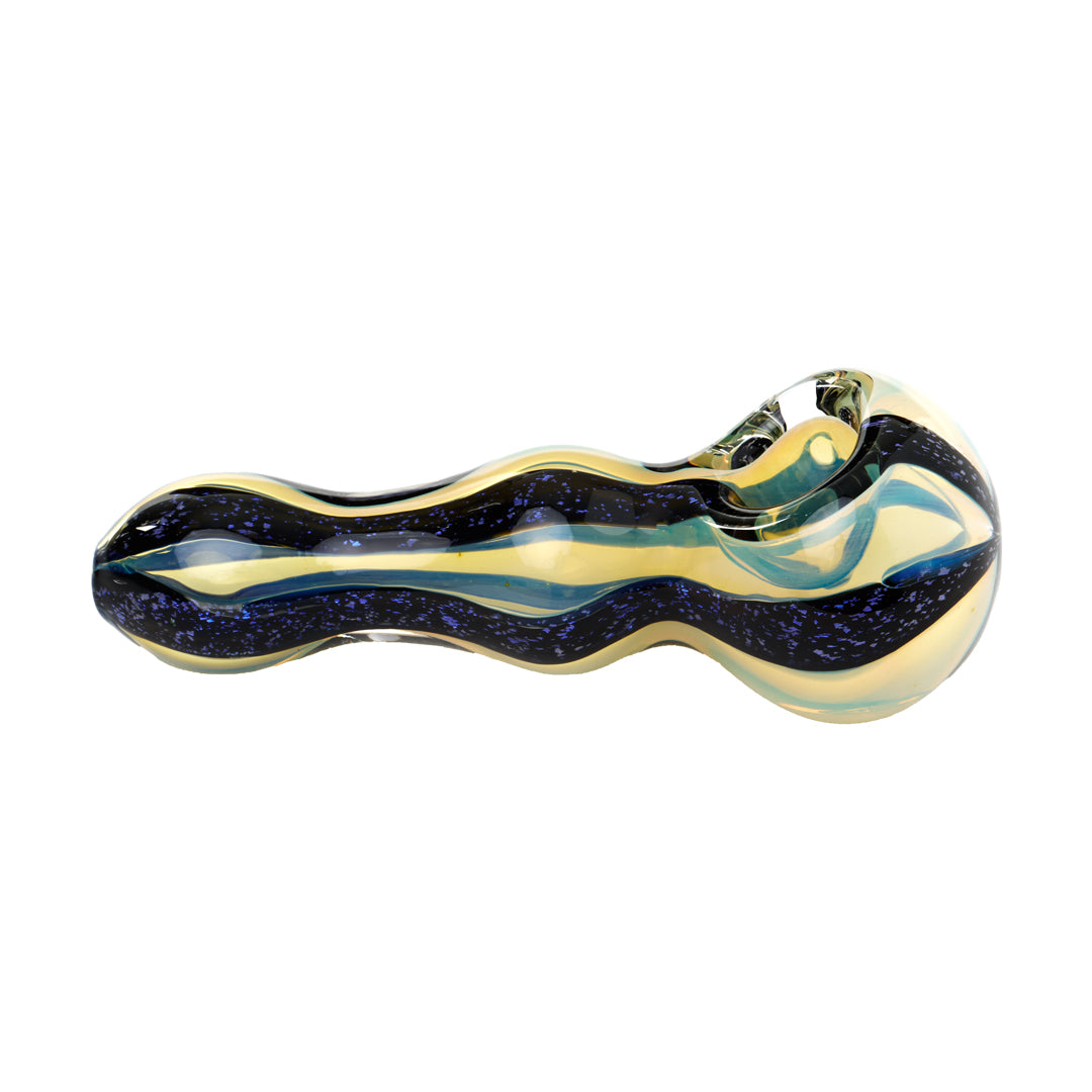 Human Grade Carnivale Hand Pipe (Silver Fumed + Blue Dichro)