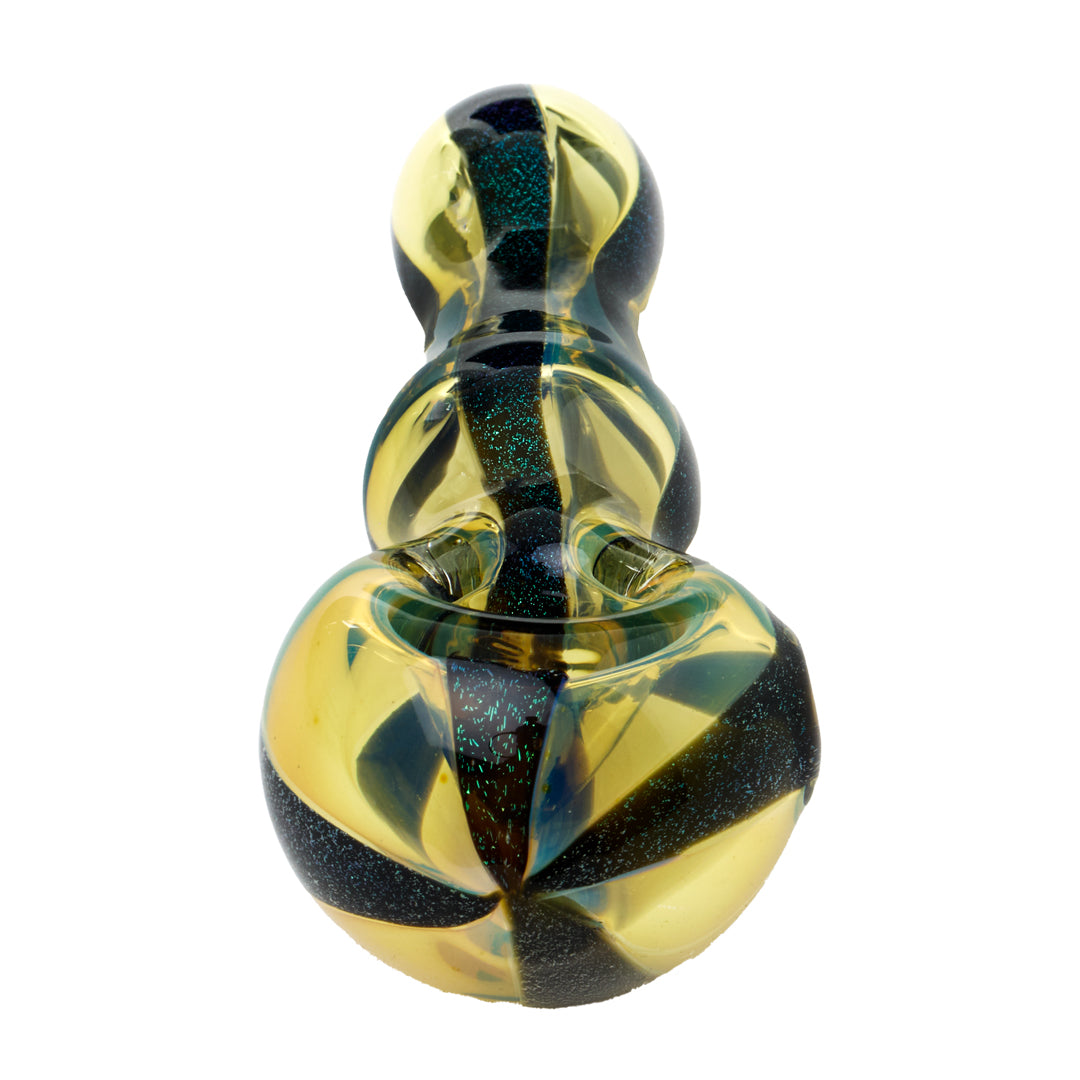 Human Grade Carnivale Hand Pipe (Silver Fumed + Green Dichro)