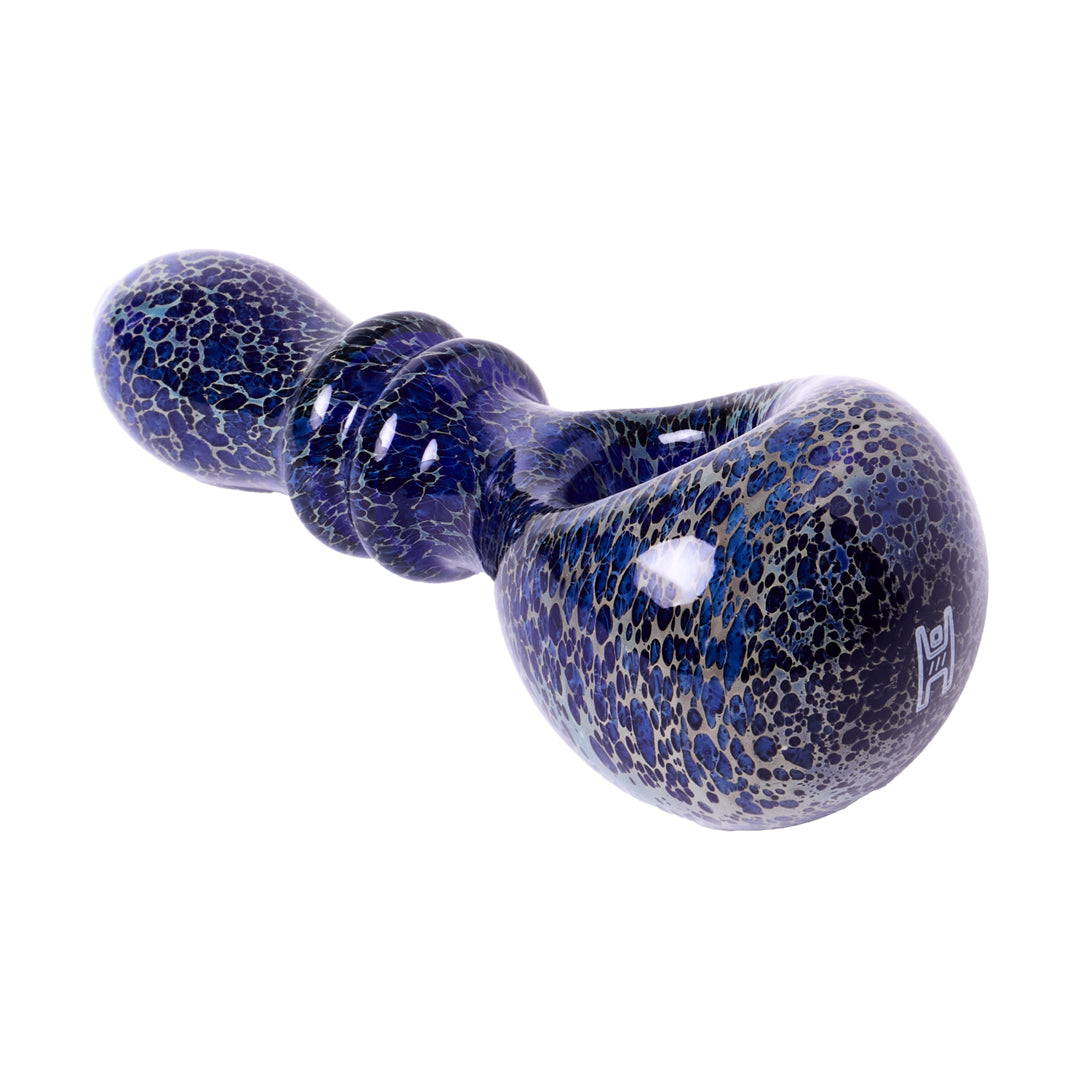 Human Grade Double Ring Spoon Hand Pipe (Leopard Blue)