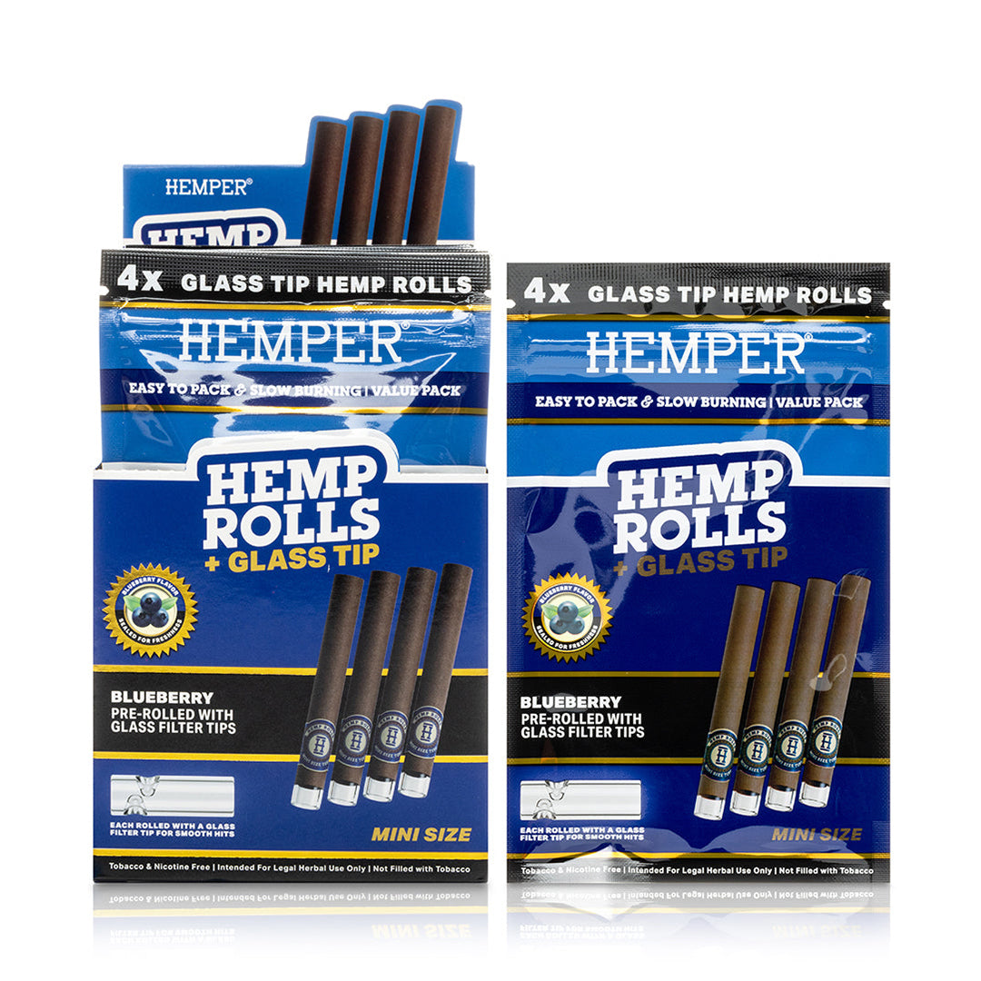 Hemper Mini Hemp Rolls + Glass Tips (Blueberry)