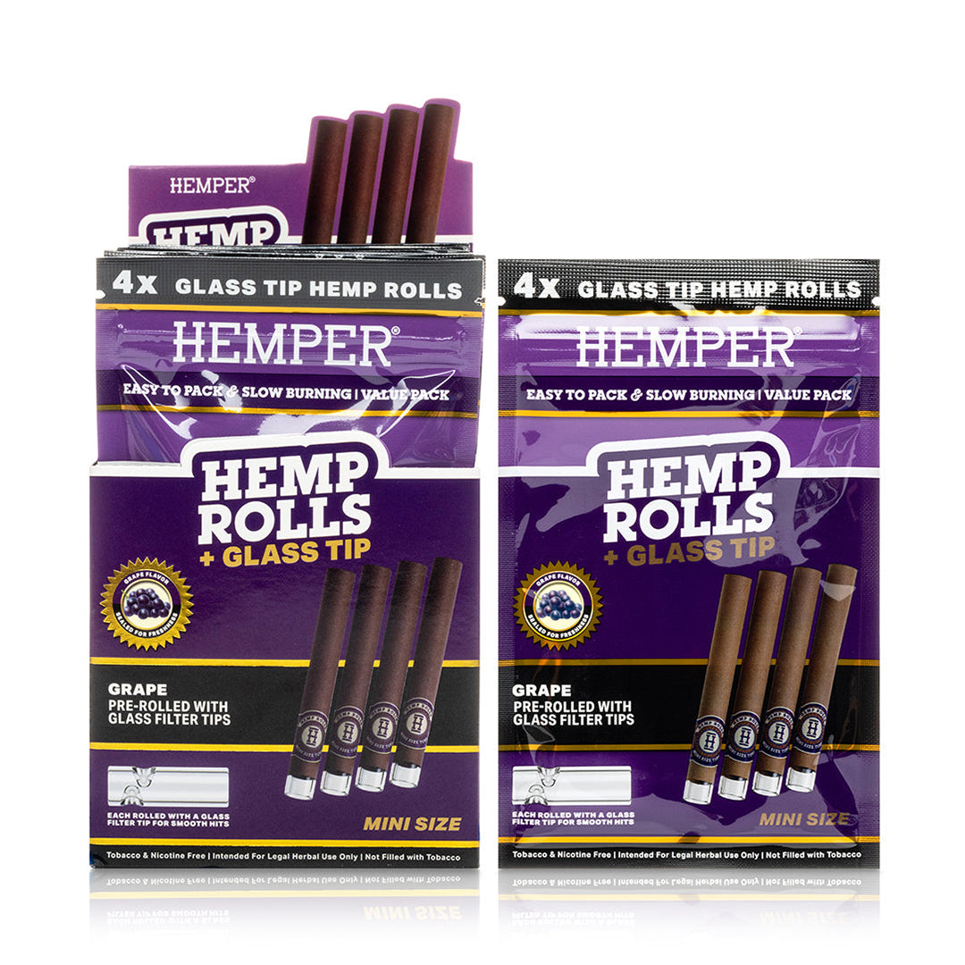 Hemper Mini Hemp Rolls + Glass Tips (Grape)