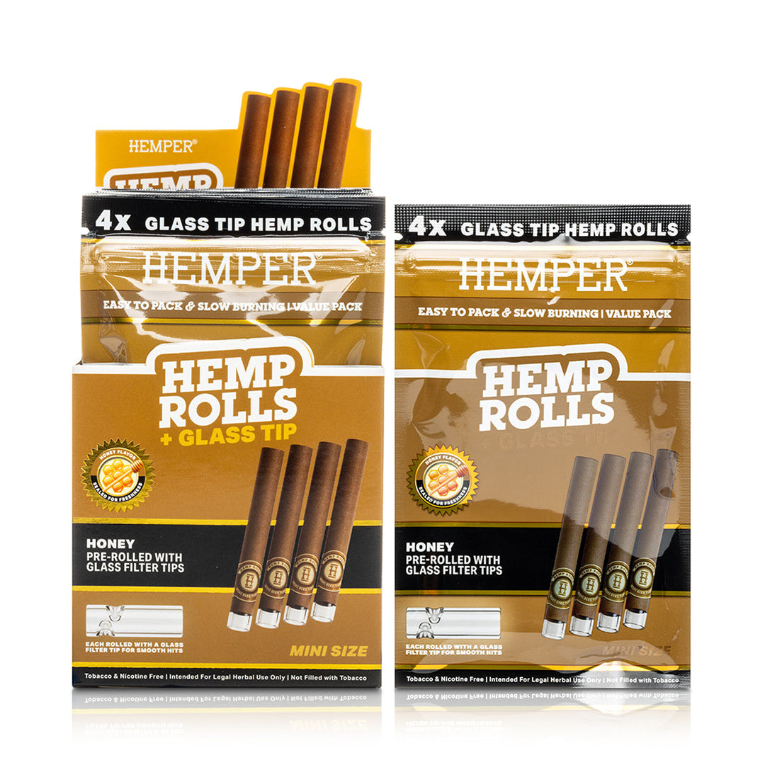 Hemper Mini Hemp Rolls + Glass Tips (Honey)