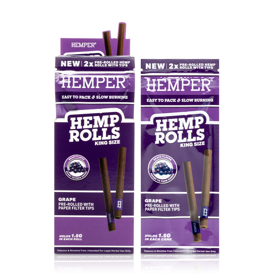 Hemper King Size Hemp Rolls + Paper Tips (Grape)
