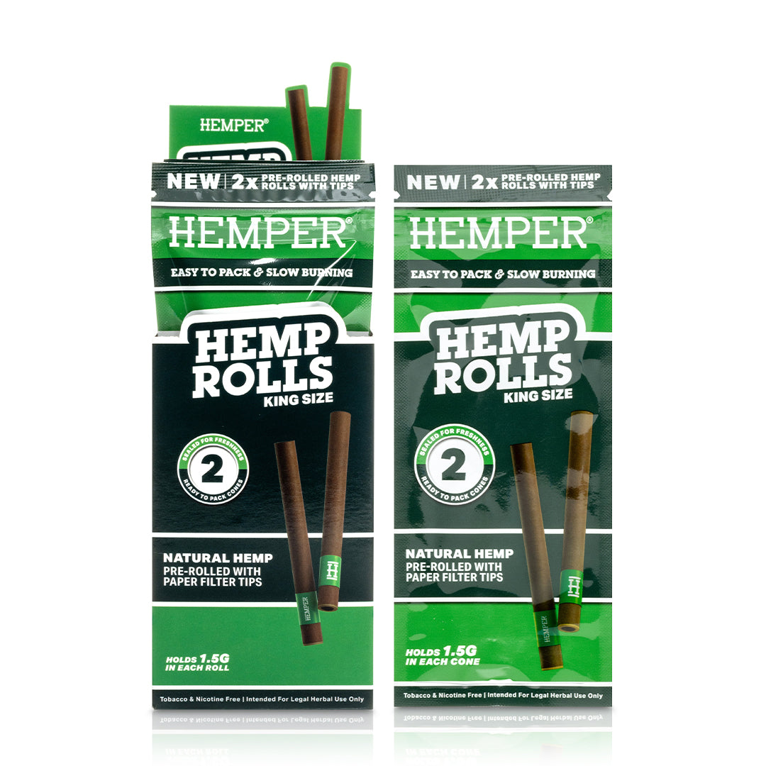 Hemper King Size Hemp Rolls + Paper Tips (Natural)
