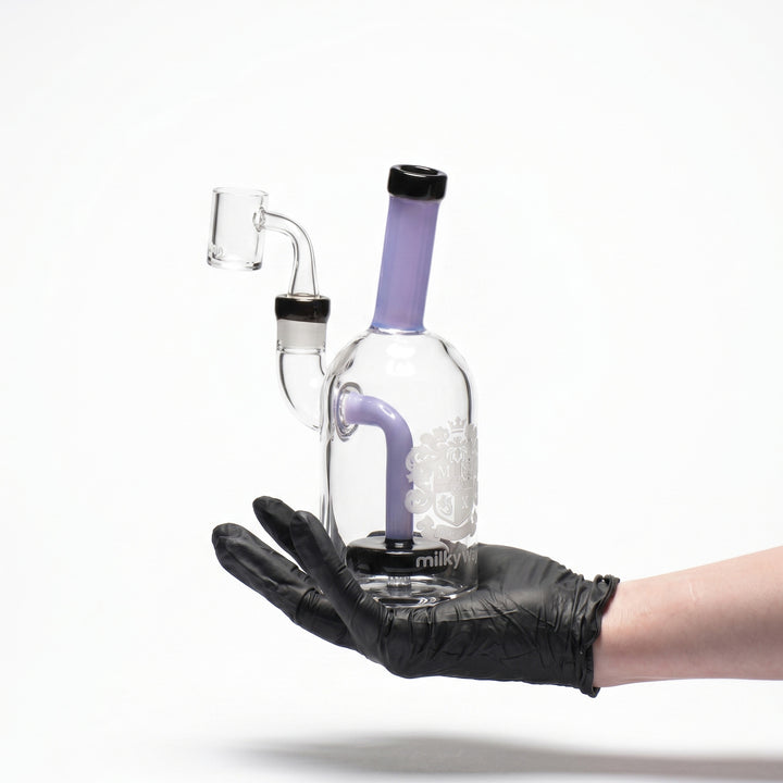 Milky Way Glass 7" Coat of Arms Dab Rig (Jade Purple)