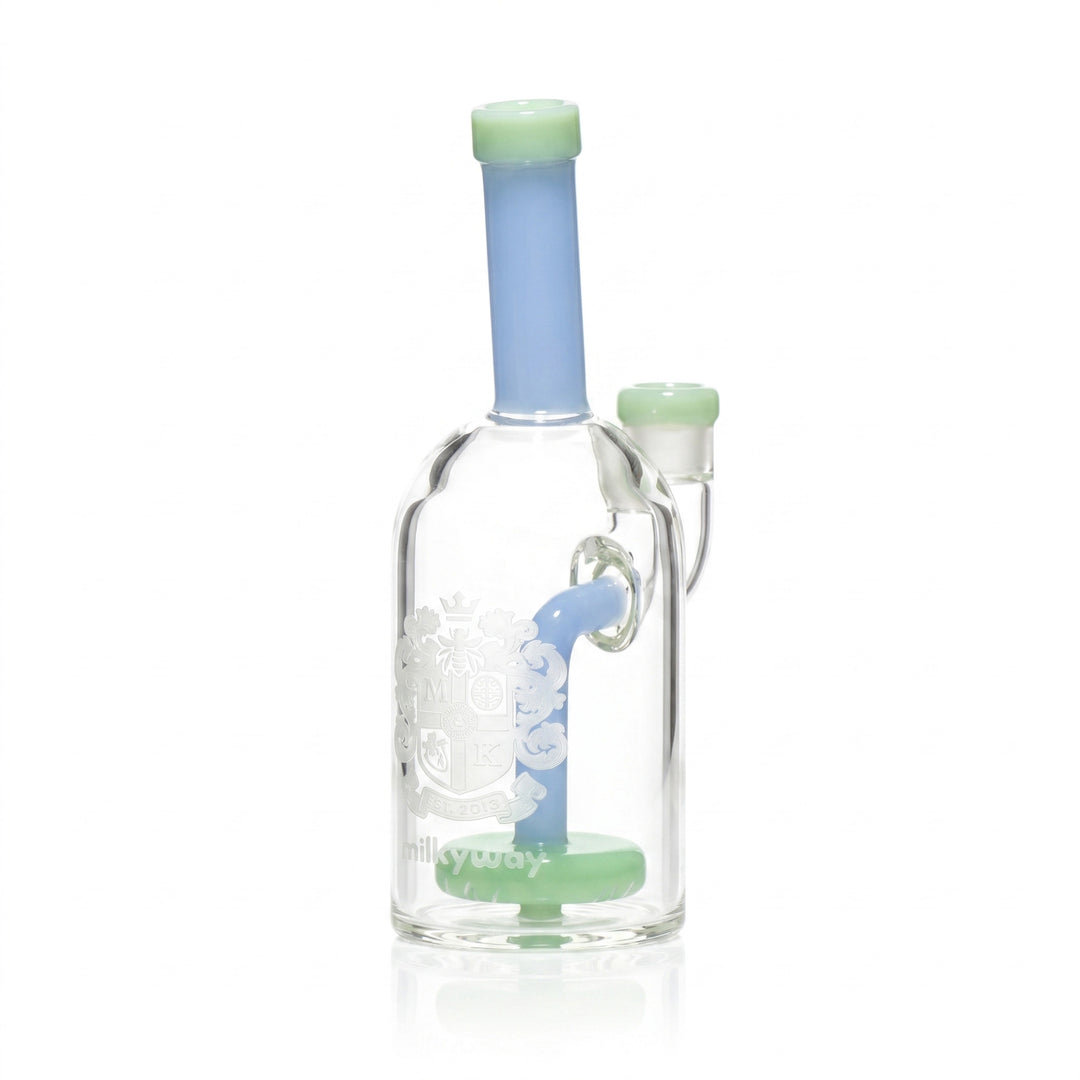 Milky Way Glass 7" Coat of Arms Dab Rig (Green & Blue)