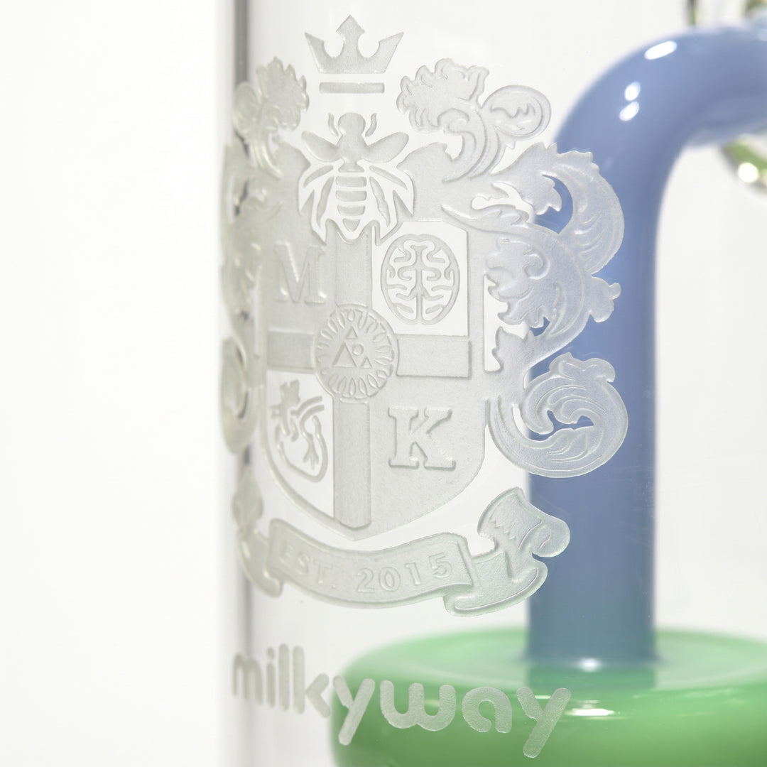 Milky Way Glass 7" Coat of Arms Dab Rig (Green & Blue)
