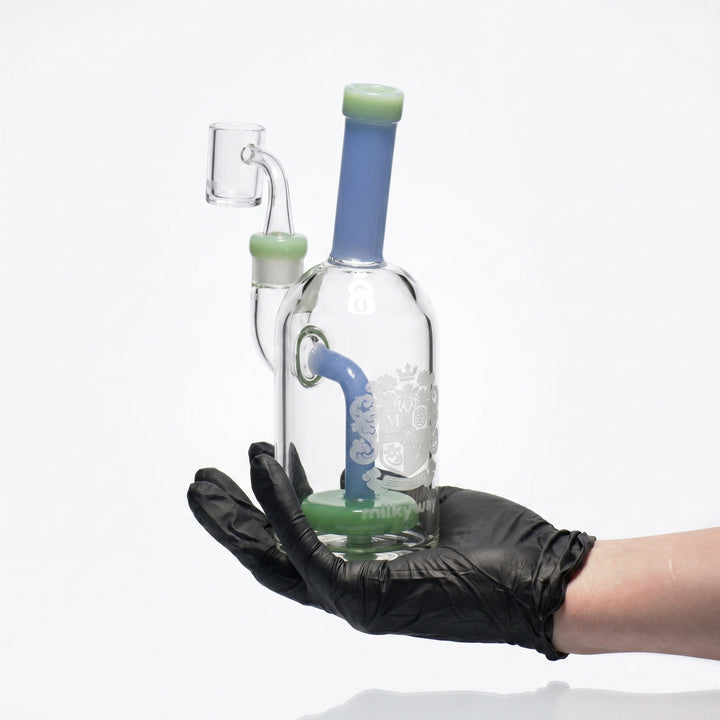 Milky Way Glass 7" Coat of Arms Dab Rig (Green & Blue)