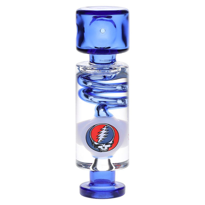 Grateful Dead Steal Your Face Glycerin Spiral Geometric Glass Hand Pipe
