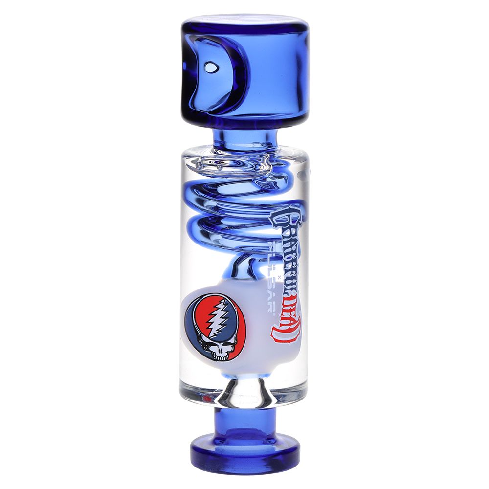 Grateful Dead Steal Your Face Glycerin Spiral Geometric Glass Hand Pipe