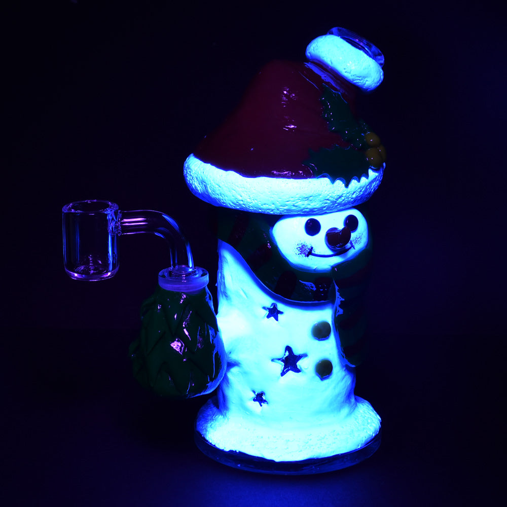 Snowman Glass Glow in the Dark Dab Rig