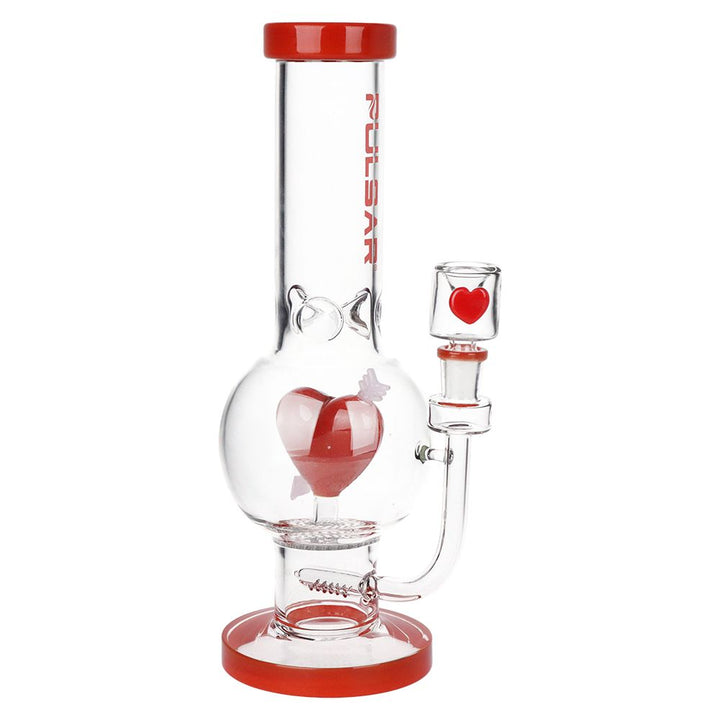 Cupids Heart Bubble Base Glass Water Pipe
