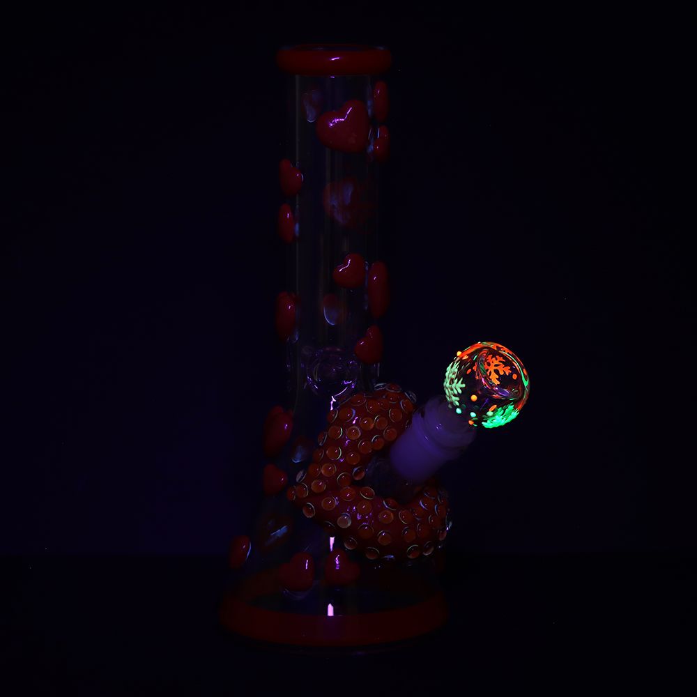 Kiss My Lips Glow In Dark Beaker Glass Water Pipe