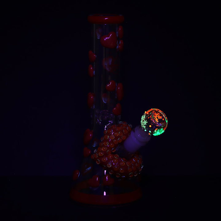 Kiss My Lips Glow In Dark Beaker Glass Water Pipe