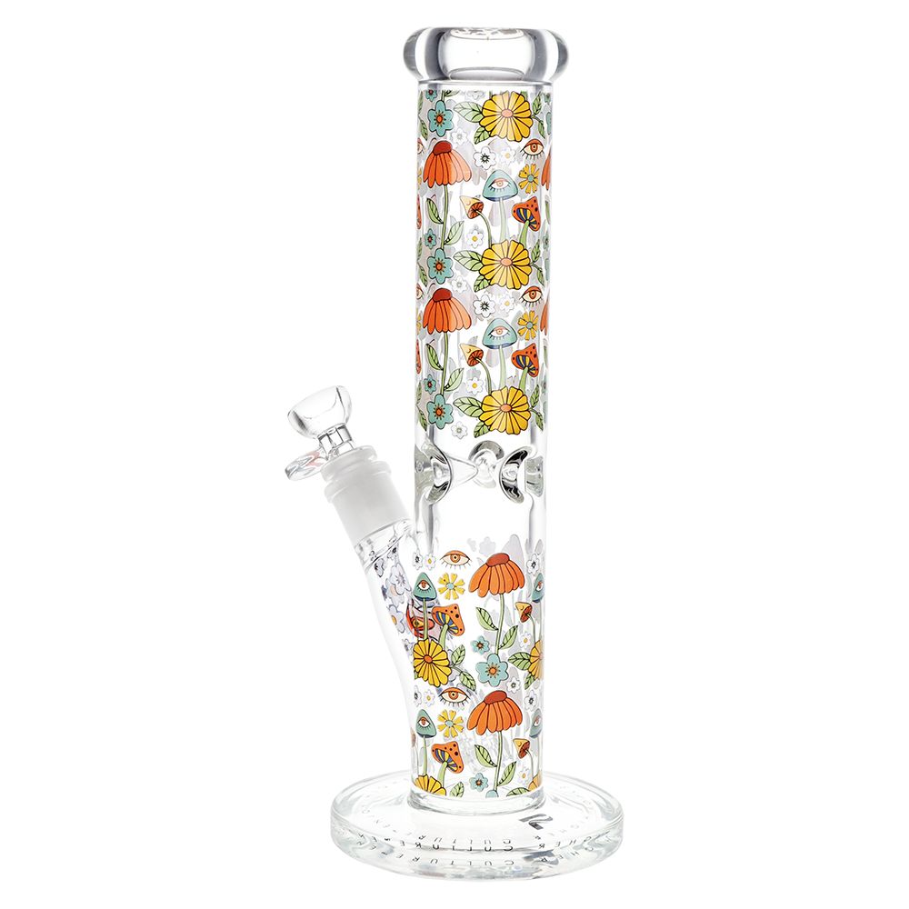Flower Vision Straight Tube Glass Water Pipe