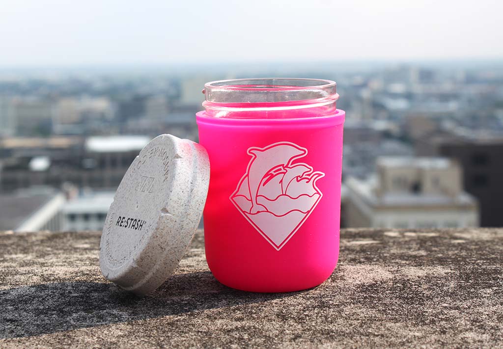 RE:STASH JAR 8oz Pink Dolphin "Waves Puff"  (+Re:vider & Boveda)