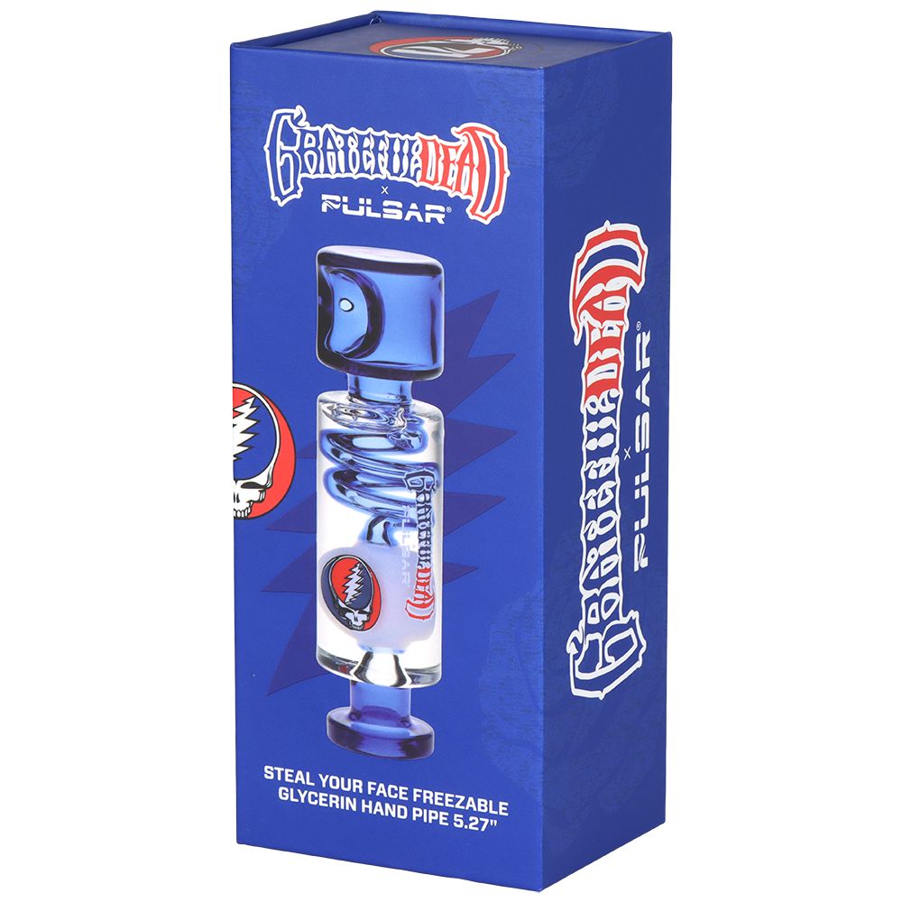 Grateful Dead Steal Your Face Glycerin Spiral Geometric Glass Hand Pipe