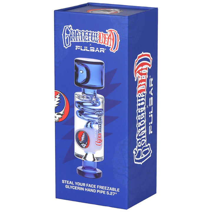 Grateful Dead Steal Your Face Glycerin Spiral Geometric Glass Hand Pipe