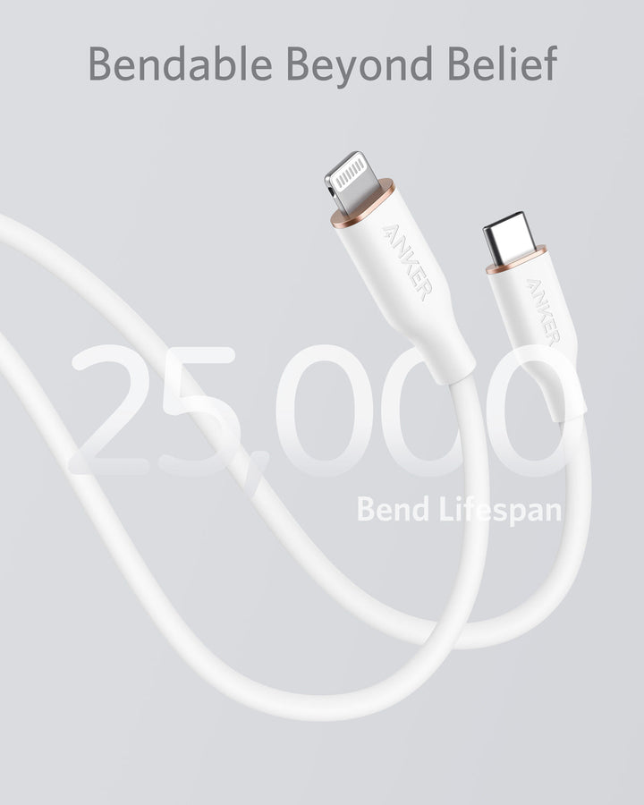 Anker <b>641</b> USB-C to Lightning Cable (Flow, 3 ft Silicone)