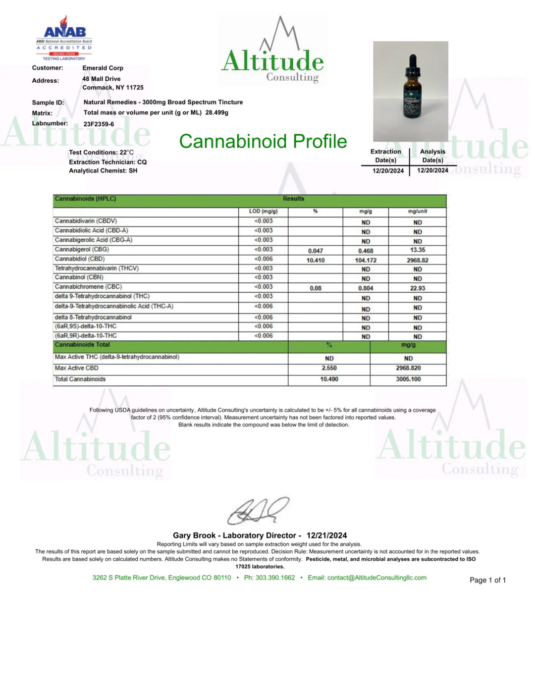 Broad Spectrum Organic CBD Tincture (3000 mg)