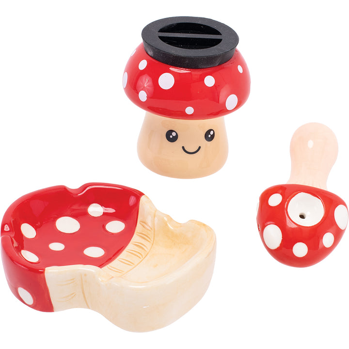 Mushroom Smoker's Kit (AshTray, Jar & Pipe)