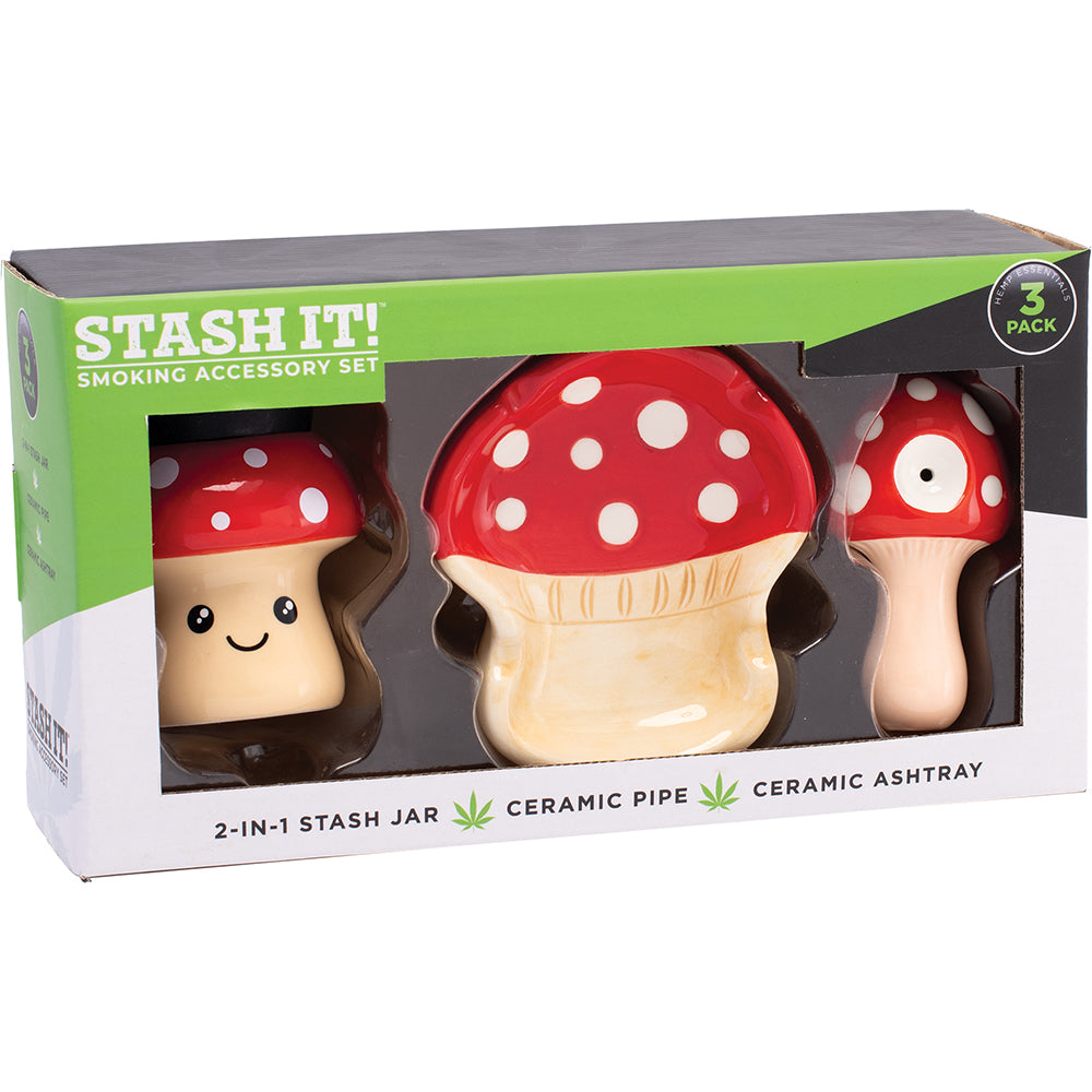 Mushroom Smoker's Kit (AshTray, Jar & Pipe)