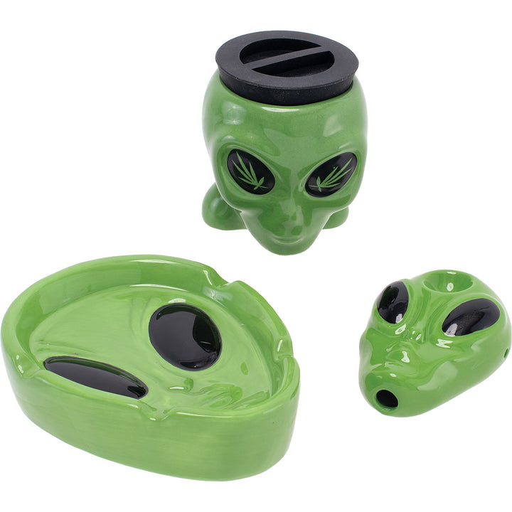 Alien Smoker's Kit (AshTray, Jar & Pipe)