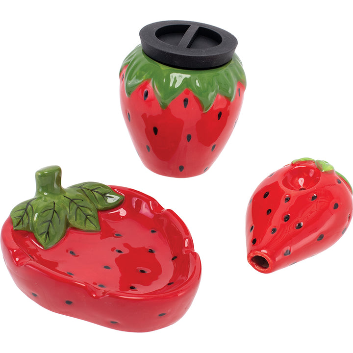 Strawberry Smoker's Kit (AshTray, Jar & Pipe)