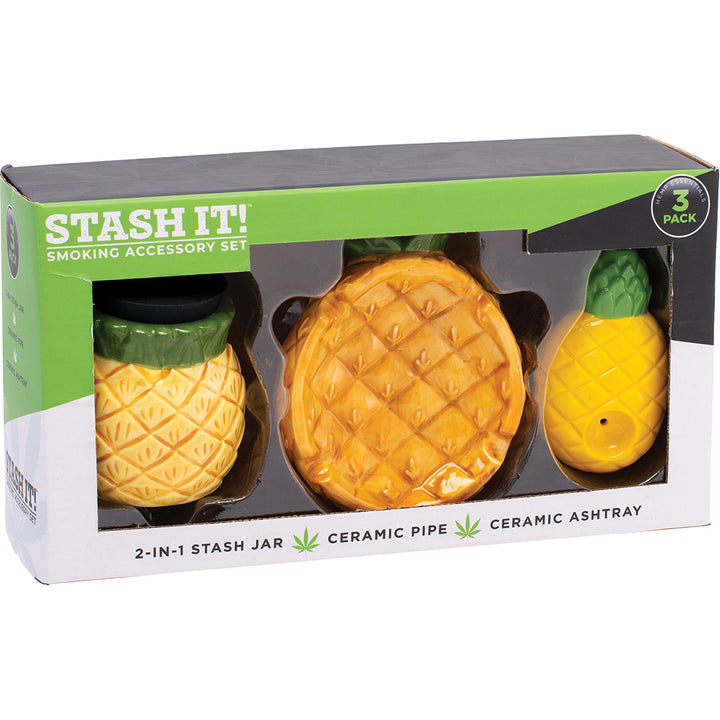 Pineapple Smoker's Kit (AshTray, Jar & Pipe)