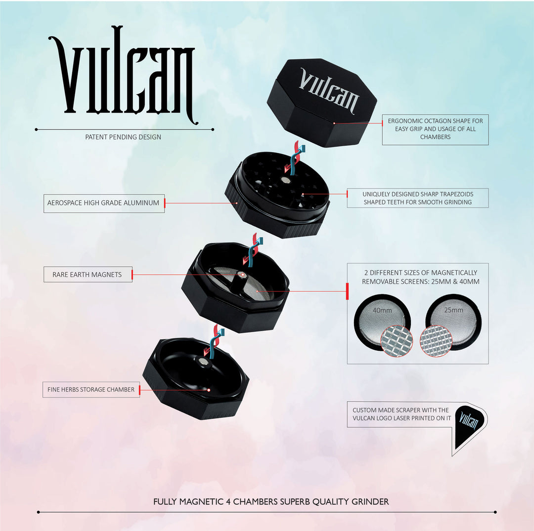 Vulcan 4-Piece Grinder 1.8" (Black)