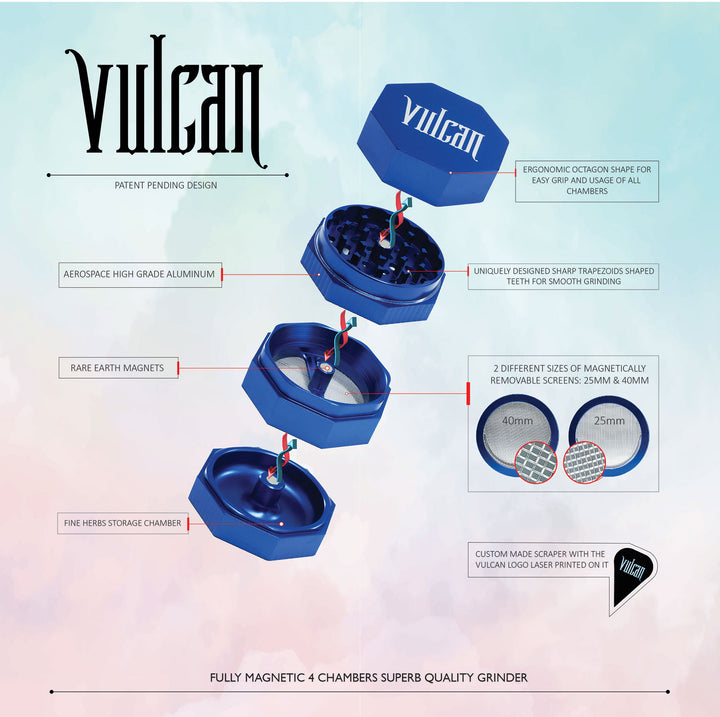 Vulcan 4-Piece Grinder 1.8" (Blue)