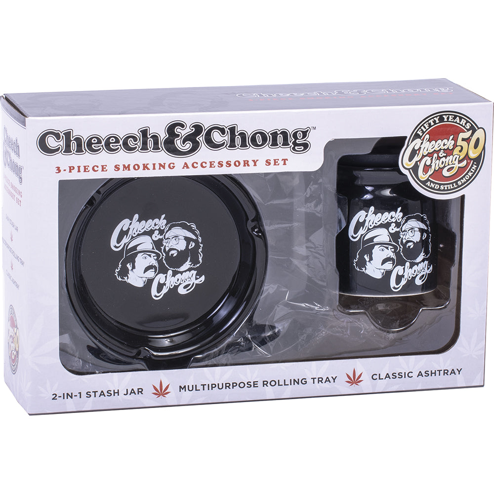 Cheech & Chong Gift Set (Rolling Tray, Ash Tray, Stash Jar)