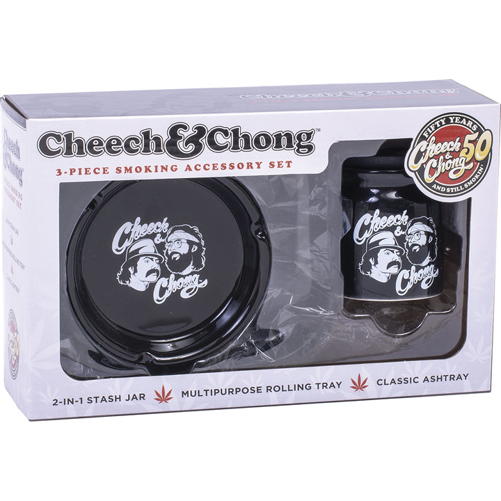 Cheech & Chong Gift Set (Rolling Tray, Ash Tray, Stash Jar)