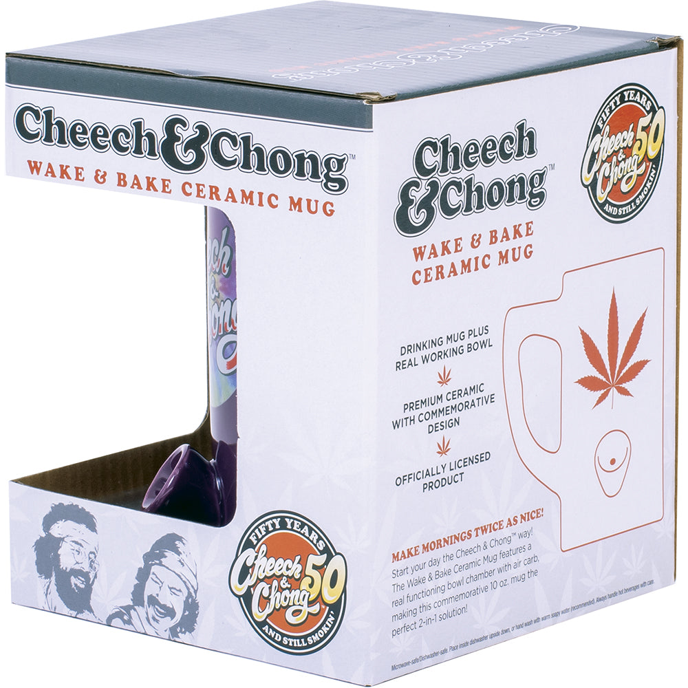 Purple Cheech & Chong Coffee Mug Pipe box side and back view