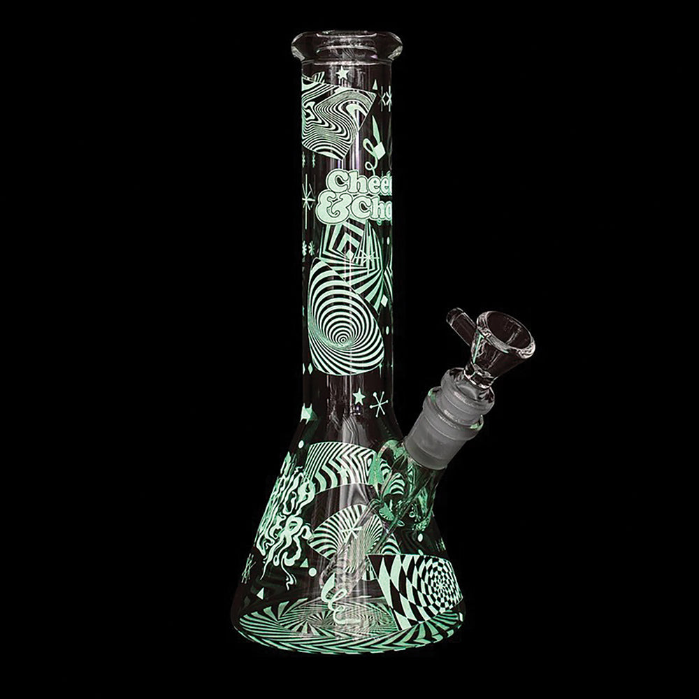 Cheech & Chong 'Optical Illusion" 10" Beaker Bong (Glow in the Dark)